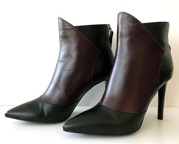 Boots Bottines femme cuir noir et prune marque Italienne REDA.MILANO Pointure 37